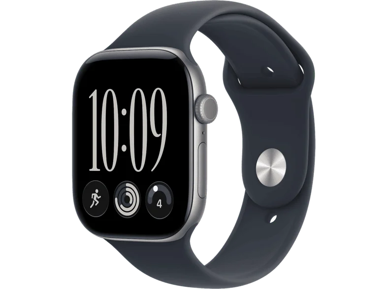 Apple Watch Series 12 (2026), GPS, 42mm, Caja de aluminio Gris espacial, Correa deportiva Azul marino, Talla M/L, Siri AI