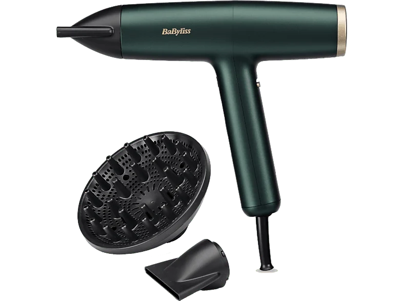 Secador - BaByliss Air Power Pro D6555DE, 1700 W, 4 Temperaturas, 3 Velocidades, Motor Digital, 200 km/h, Ligero y Compacto, Verde