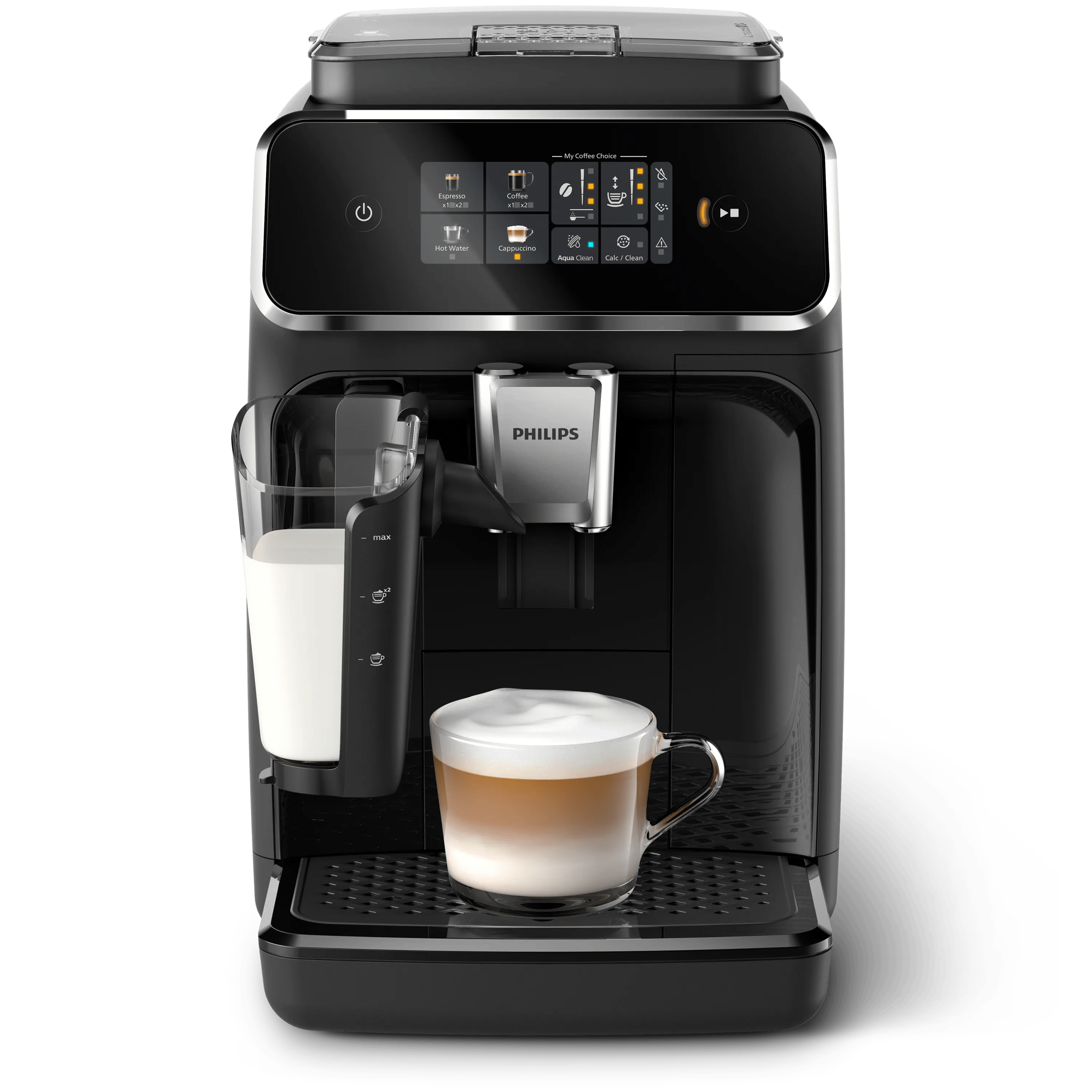 Cafetera superautomática - Philips EP2331/10, LatteGo, 15 Bar, 4 Bebidas, SilentBrew, Pantalla táctil, 1.8 l, Filtro AquaClean, Negro