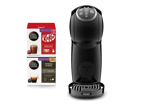 Cafetera de cápsulas - De'Longhi EDG315.B + 2 packs Genio Plus regalo, 1500W, 15 bar, 0.8 l, Apagado automático, Negro