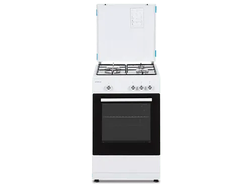 Cocina a gas - Infiniton CC56BWC, 3 zonas, Gas butano, 43 l, Función Grill, Quemador principal Wok, Ancho 49.8 cm, Blanco