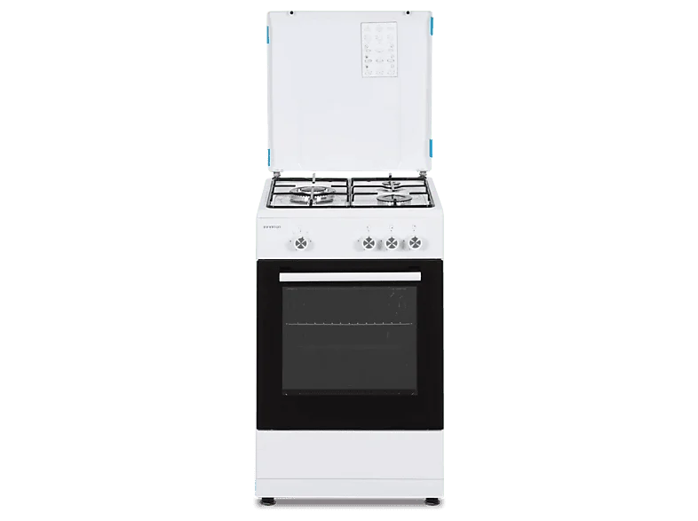 Cocina a gas - Infiniton CC56BWC, 3 zonas, Gas butano, 43 l, Función Grill, Quemador principal Wok, Ancho 49.8 cm, Blanco