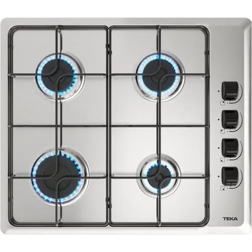 Placa de gas - Teka HLX 640, 4 zonas, Gas butano, Integrable, 58 cm, Acero inoxidable