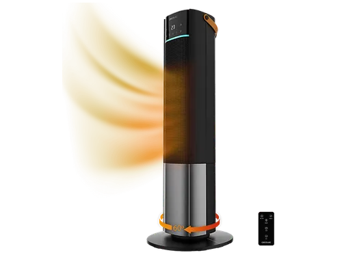 Calefactor cerámico - Cecotec ReadyWarm 2070 Max Ceramic Rotate Smart, 2000 W, 3 modos, 20 m², Oscilante, Termostato, Temporizador, Mando a distancia