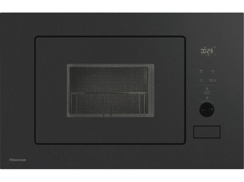 Microondas con grill integrable - Hisense BIM320G52MG, 800 W, 5 niveles, 15 programas 20 l, Modo Grill, Autolimpieza Hidrolítica, ECO, Negro Mate