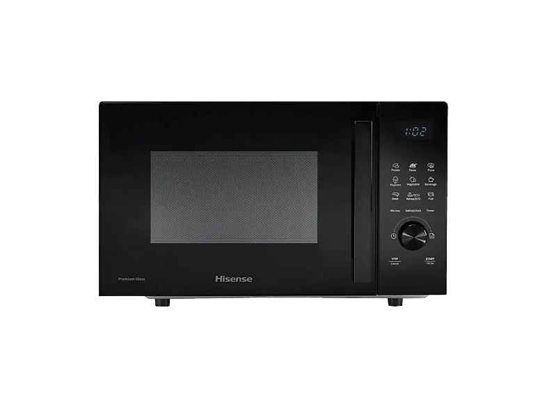 Microondas con grill - Hisense H23MOBSD1HG, 800W, 10 niveles, Control digital táctil, 23 l, Negro