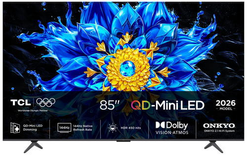 TV QD-Mini LED 85" - TCL 85P8L, UHD 4K, AiPQ Pro Processor, Smart TV, DVB-T2, Negro