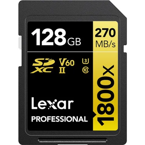 Lexar - Tarjeta de memoria Lexar Professional SDXC 128GB 1800x Serie GOLD.