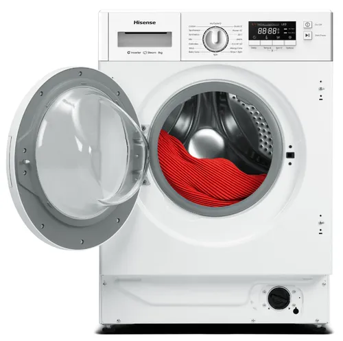Lavadora integrable - Hisense WF3M841BWIES, 8 kg, 1400 rpm, 15 programas, Secado Allergy Care, Clase A, Sin Panelar