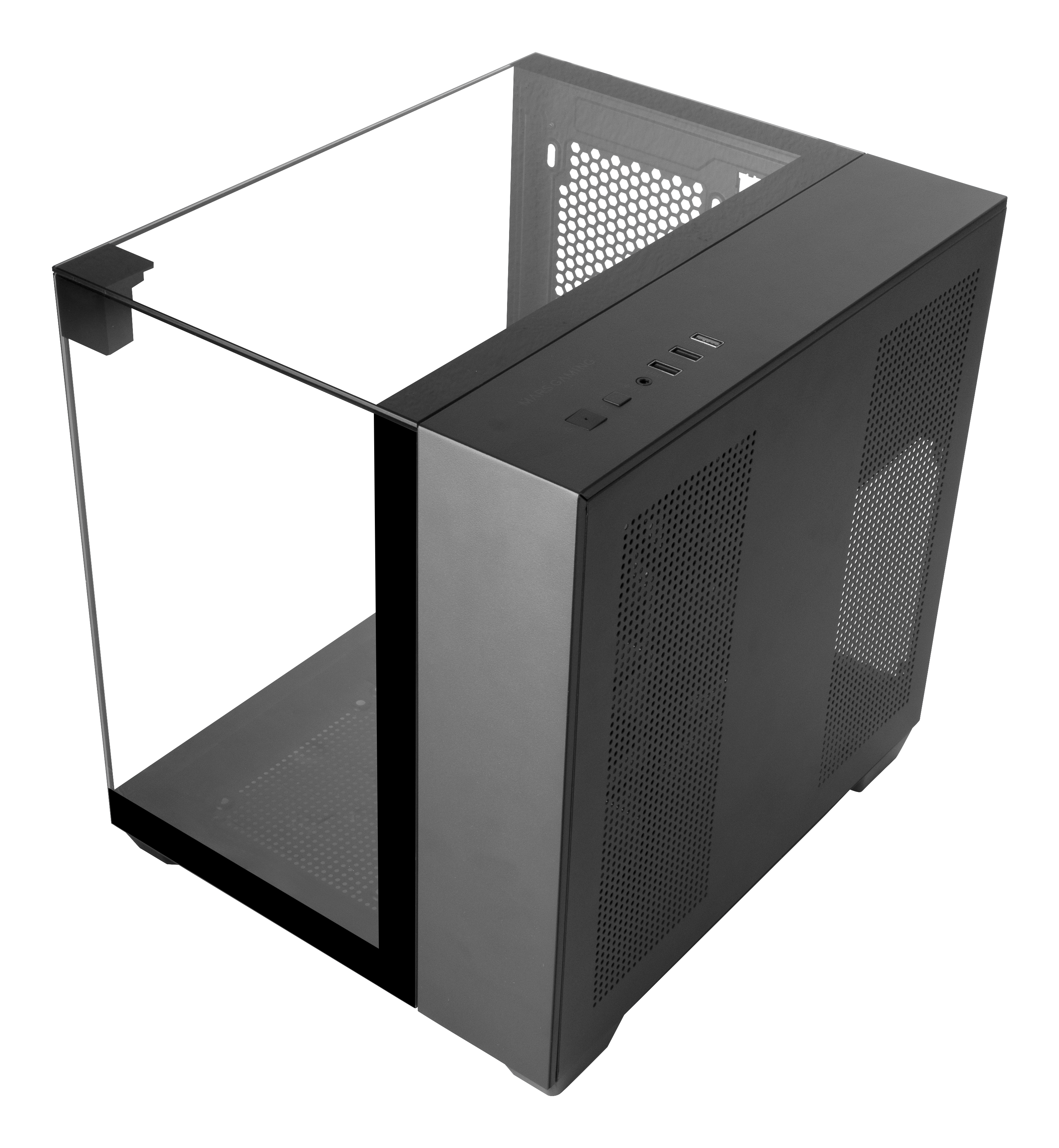 CAJA MICROATX GAMING MARS GAMING MCVISIONM TRIPLE CRISTAL TEMPLADO GPU 330mm 1x3.5 1x2.5 NEGRO