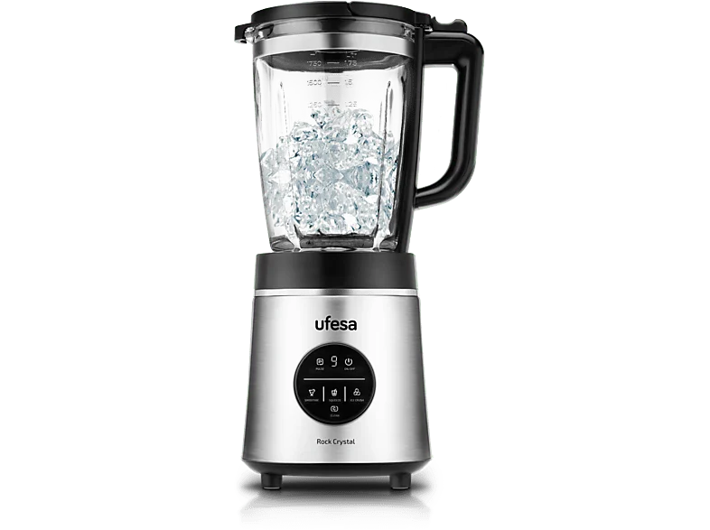 Batidora de vaso - Ufesa BS Rock Crystal, 1800 W, 1.75 l, 6 cuchillas acero, Inox