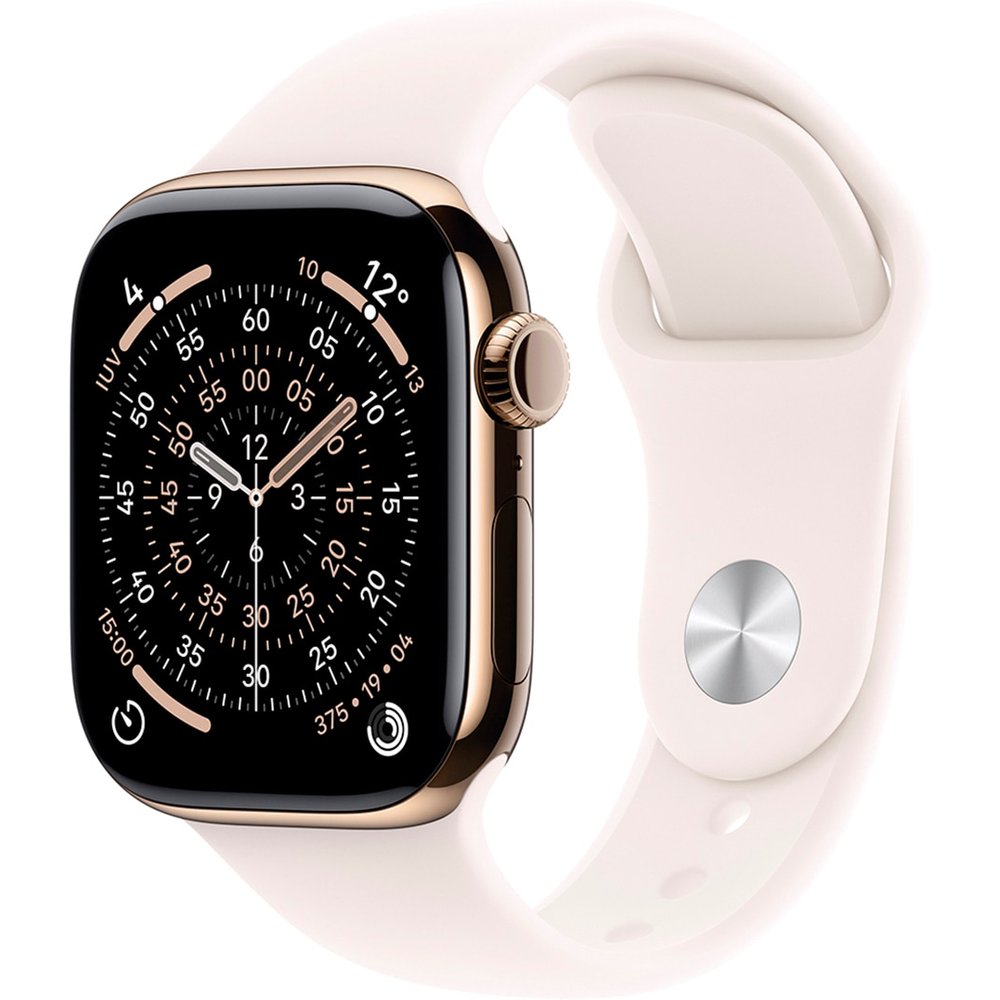Apple - Apple Watch Series 11 GPS + Cellular 42mm Titanio oro con Correa Deportiva Rosa Rubor (M-L).