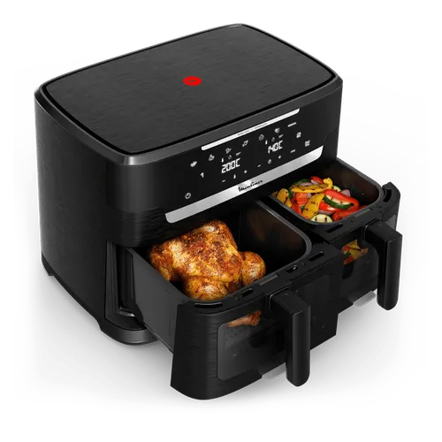 Moulinex Ever Fry XXL Dual Freidora de aire doble cesta Tecnología por infrarrojos Sistema Genius Capacidad familiar 11L Cocción sincronizada Negro