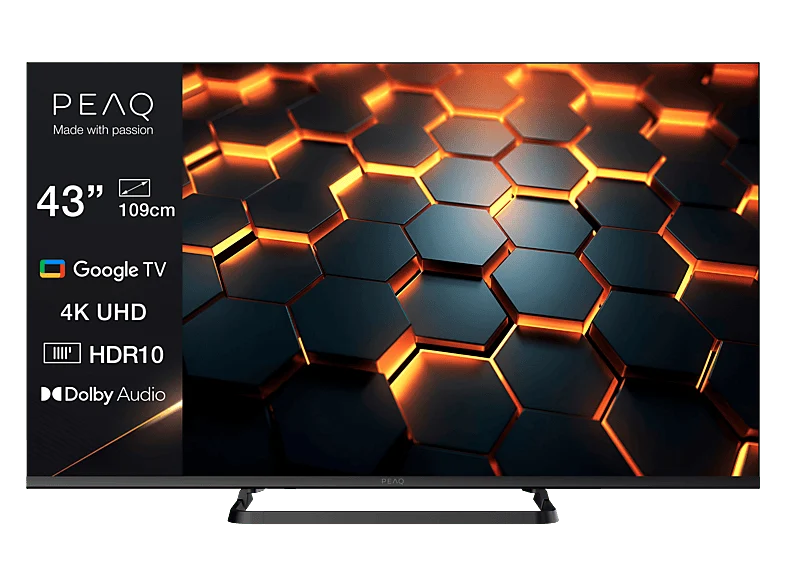 TV LED 43" - PEAQ PTV 43GU-5026C, UHD 4K, DVB-T2 (H.265), Direct LED, Negro
