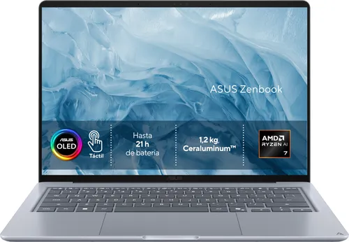 Portátil - ASUS Zenbook 14 OLED UX3480KA-U2051W Copilot+ PC, " WUXGA, AMD Ryzen™ AI 7 345 50 TOPS, 16GB RAM, 512GB SSD, W11H, Sin cargador