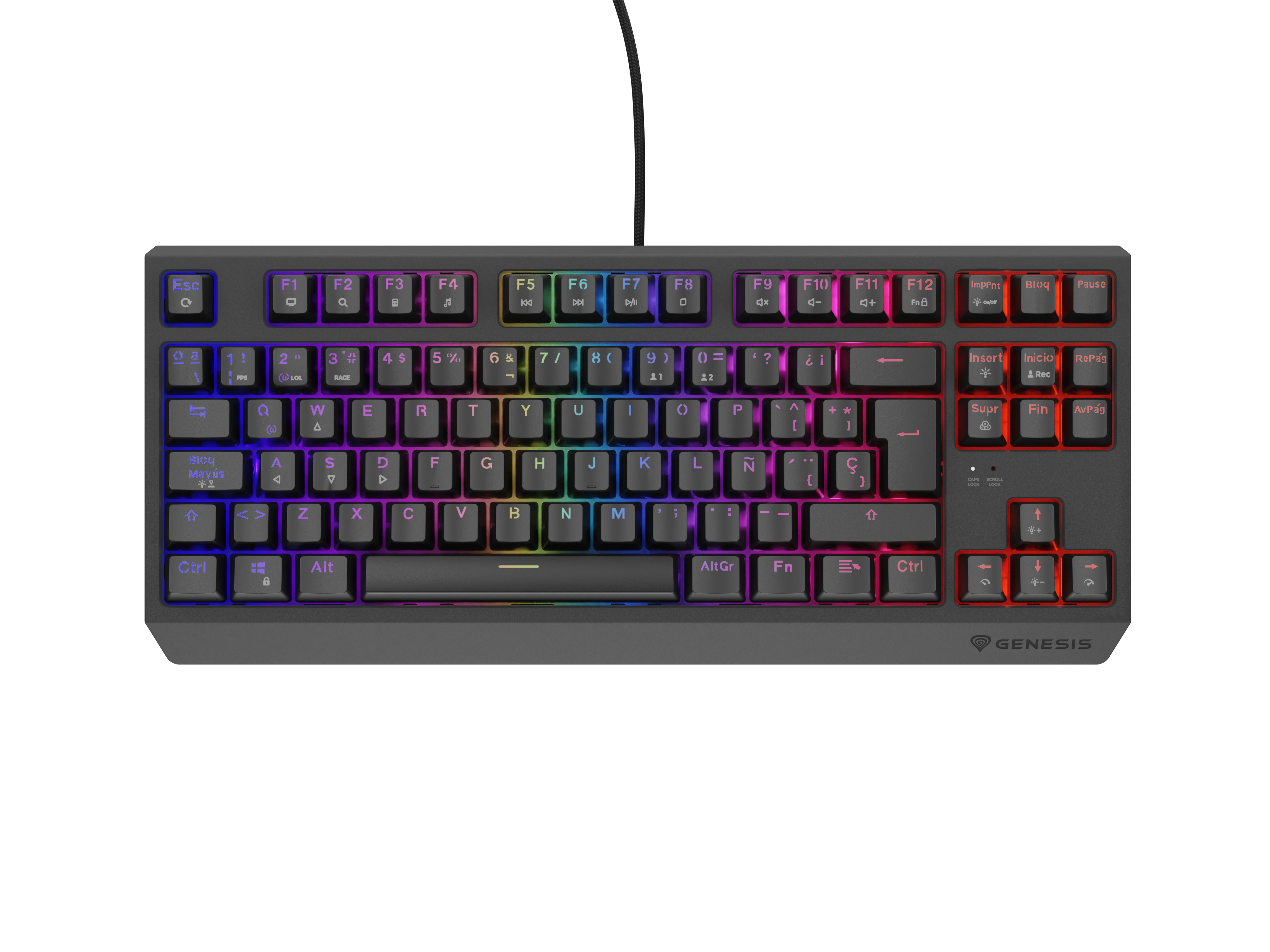 Teclado Gaming Genesis Thor 230 TKL Mecánico Red Switch RGB Español