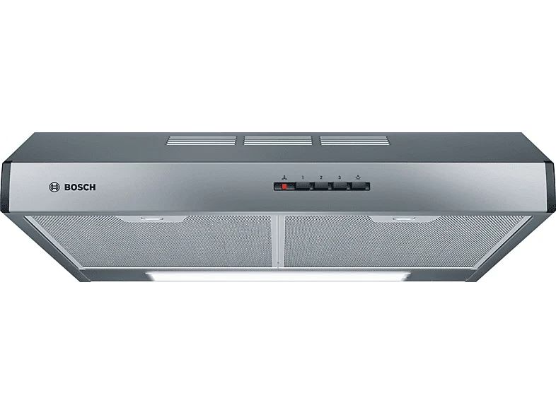 Campana convencional - Bosch DUL63CC55, 3 velocidades, 350 m³/h, Filtros antigrasa, 60 cm, Inox