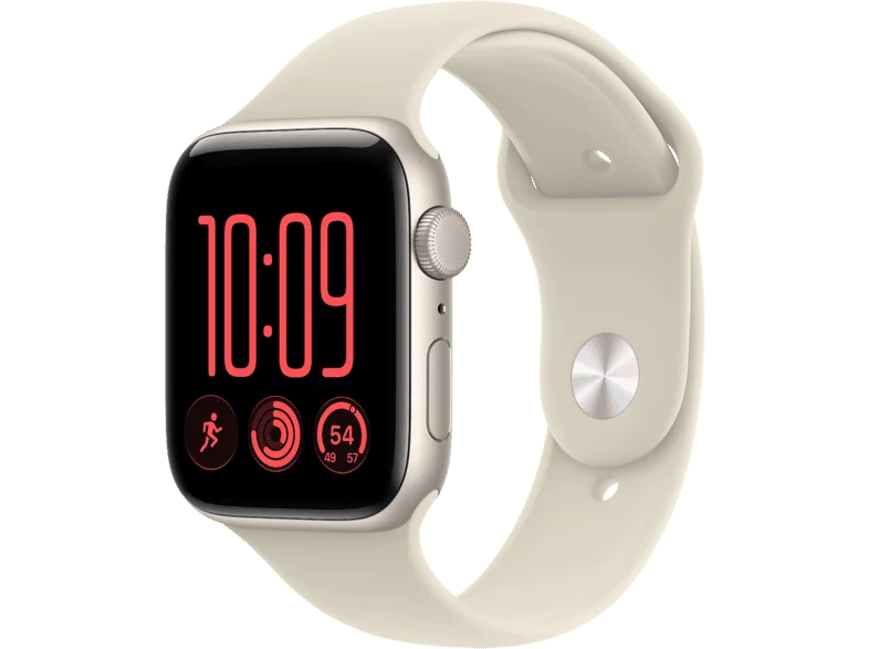 Apple Watch SE 3 (2026), GPS, 40 mm, Caja de aluminio Blanco estrella, Correa deportiva Arena, Talla M/L, Siri AI