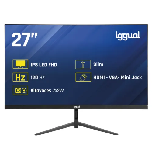 IGGUAL Monitor 27" IPS 1ms FHD 120Hz VGA HDMI +Altavoces 27" LED IPS Full HD HDMI VGA Altavoces