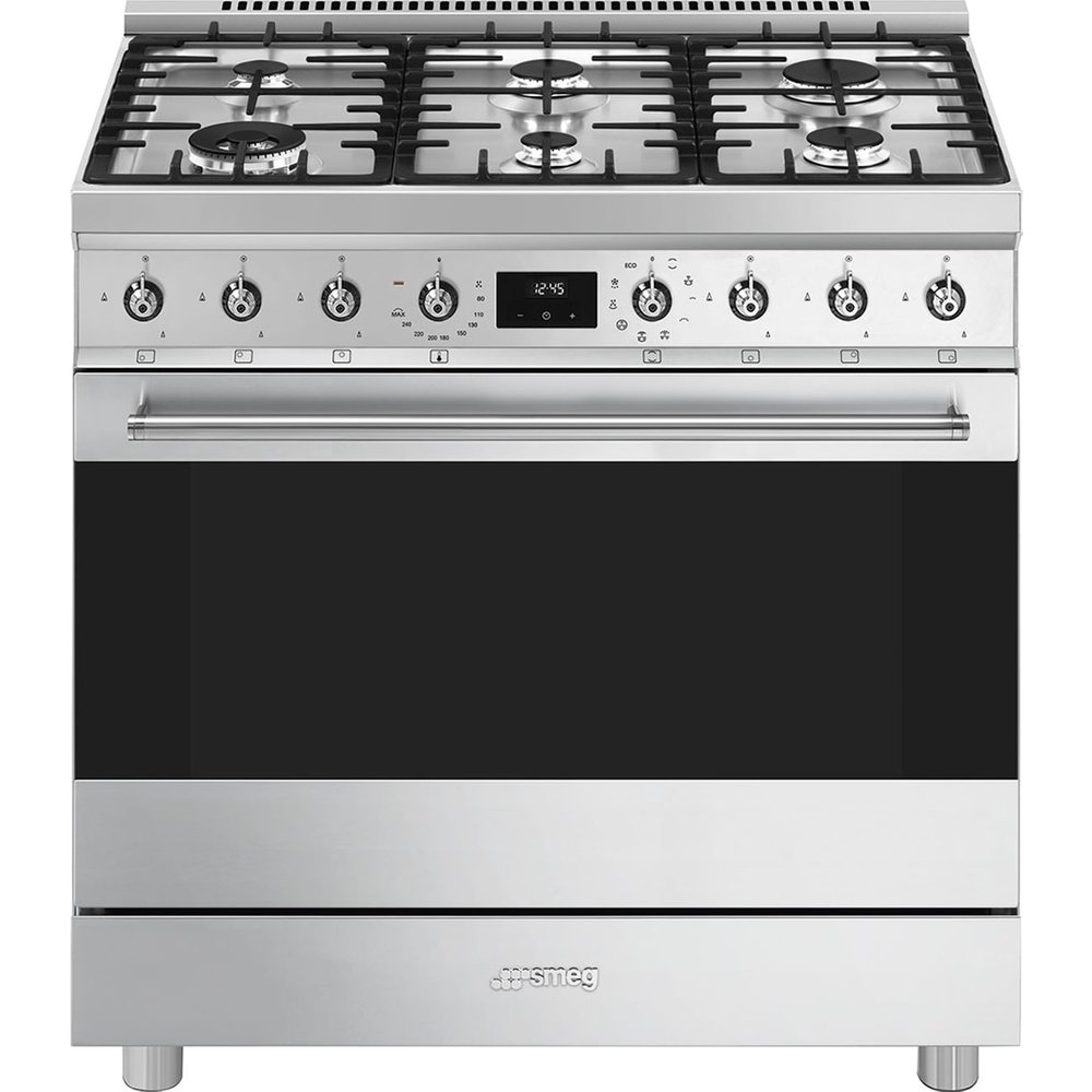 Smeg - Cocina compacta Smeg , 90 cm gas y 6 zonas de cocción y horno - C9MX2.