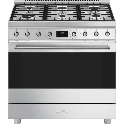 Smeg - Cocina compacta Smeg , 90 cm gas y 6 zonas de cocción y horno - C9MX2.