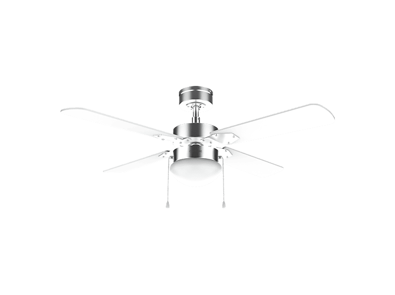 Ventilador de techo - Cecotec EnergySilence Aero 450 IronWhite, 4 aspas, 50W motor cobre, 3 velocidades, Modo winter/summer, Cadena, Blanco/plata