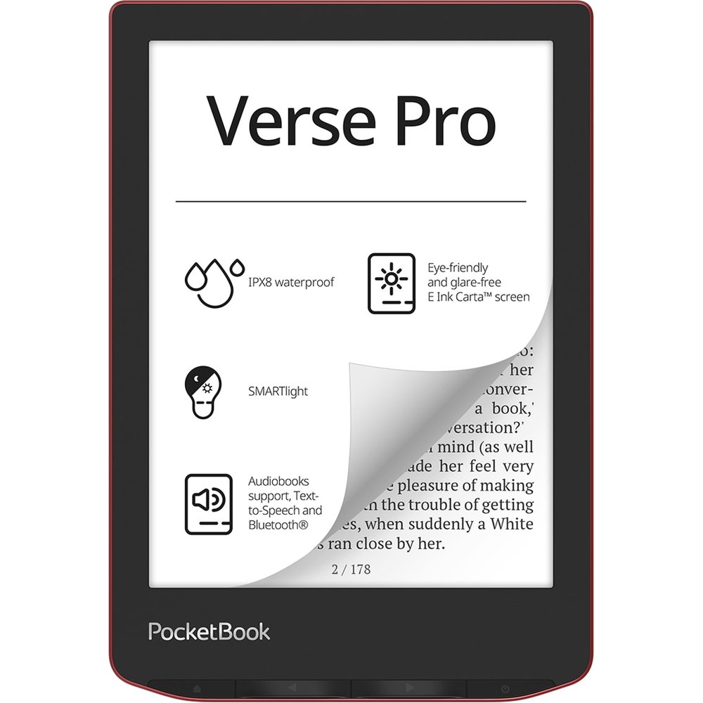 eBook - Pocketbook Verse Pro, 6" E Ink Carta™, 16 GB RAM, SMARTlight, 300 DPI, Passion Red