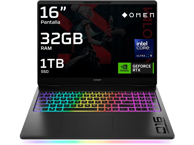 Portátil gaming - HP OMEN MAX 16-ah0042ns, 16" WQXGA, Intel® Core™ Ultra 9 275HX, 32 GB RAM, 1 TB SSD, GeForce RTX™ 5080, Sin sistema operativo