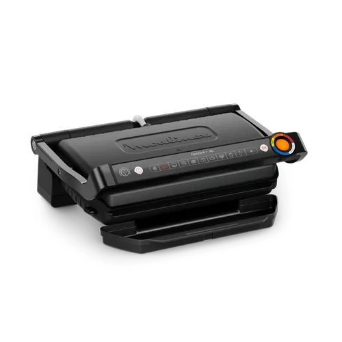 Moulinex OptiGrill+ XL, Parrilla Grill inteligente, 12 programas, Planchas antiadherentes Bandeja recogejugos, Formato XL(6/8 personas), Negro