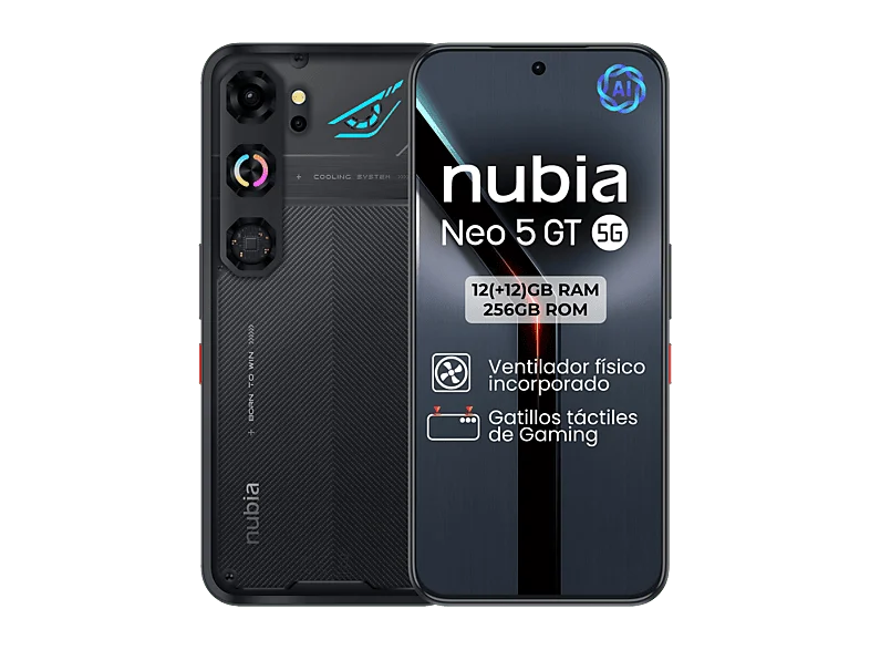ZTE nubia NEO 5 GT, Phantom Black, 256GB, 12GB RAM, 6.8" OLED 1.5K, MediaTek D7400, 6210mAh