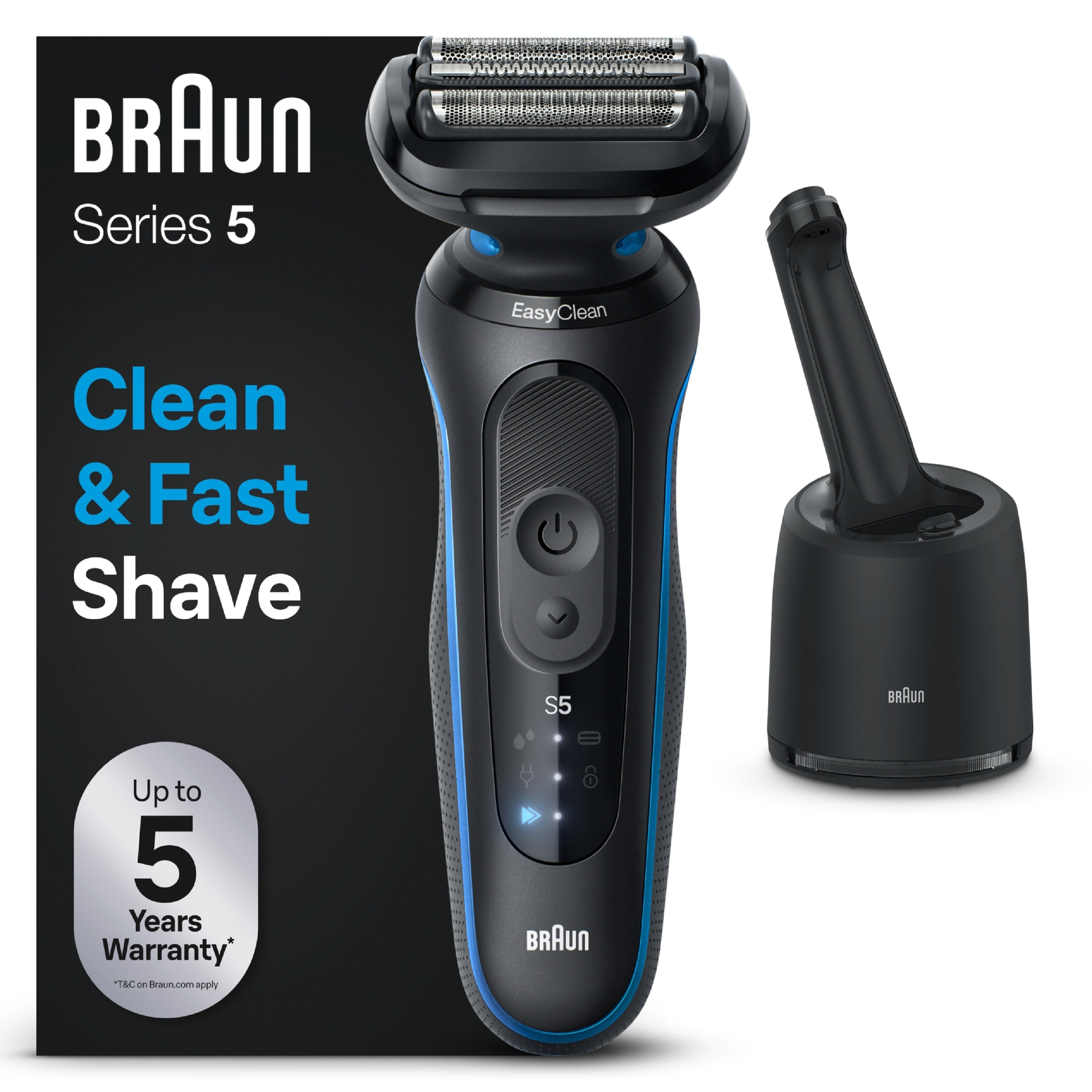 Afeitadora - Braun Series 5 52-B7000cc, Con centro de limpieza SmartCare, Tecnología Autosense, Azul