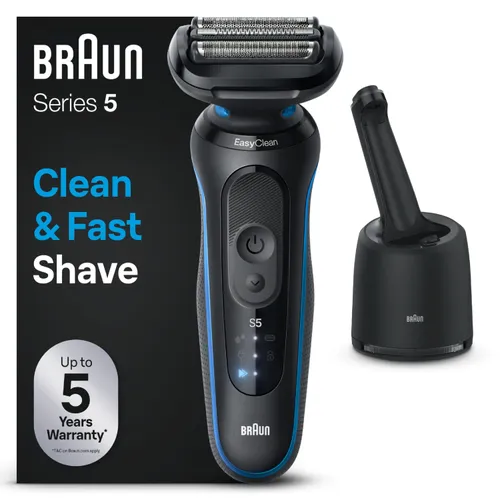 Afeitadora - Braun Series 5 52-B7000cc, Con centro de limpieza SmartCare, Tecnología Autosense, Azul