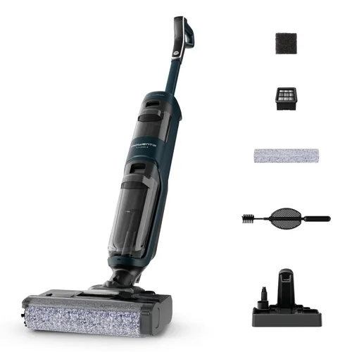 Fregona eléctrica - Rowenta X-Clean 2 GZ2251, Wet & dry, 35 min autonomía, Modos ECO/MAX, Ligera, en 1, Aspira y friega, Autolimpieza, 120 W, Negro