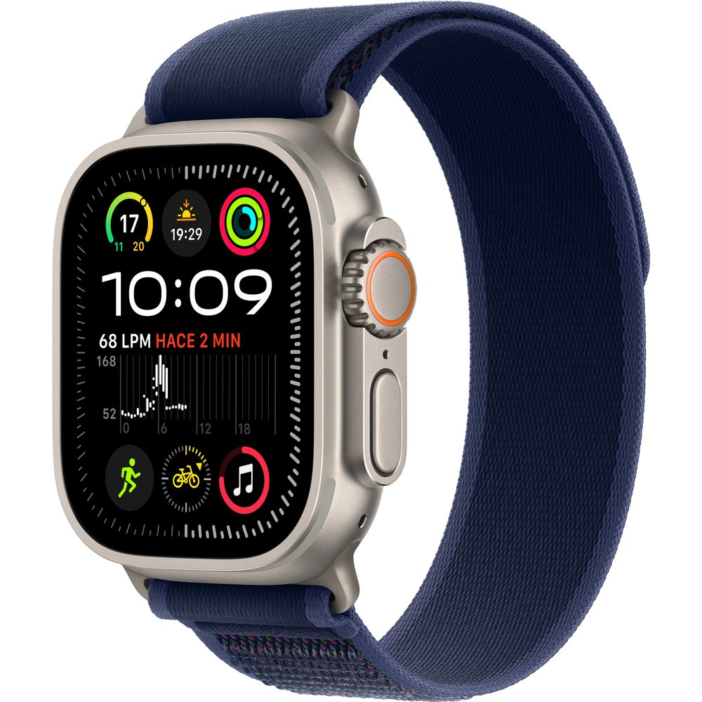 Apple - Apple Watch Ultra 2 GPS + Cellular 49mm Titanio Natural con correa Loop Trail Azul S-M.