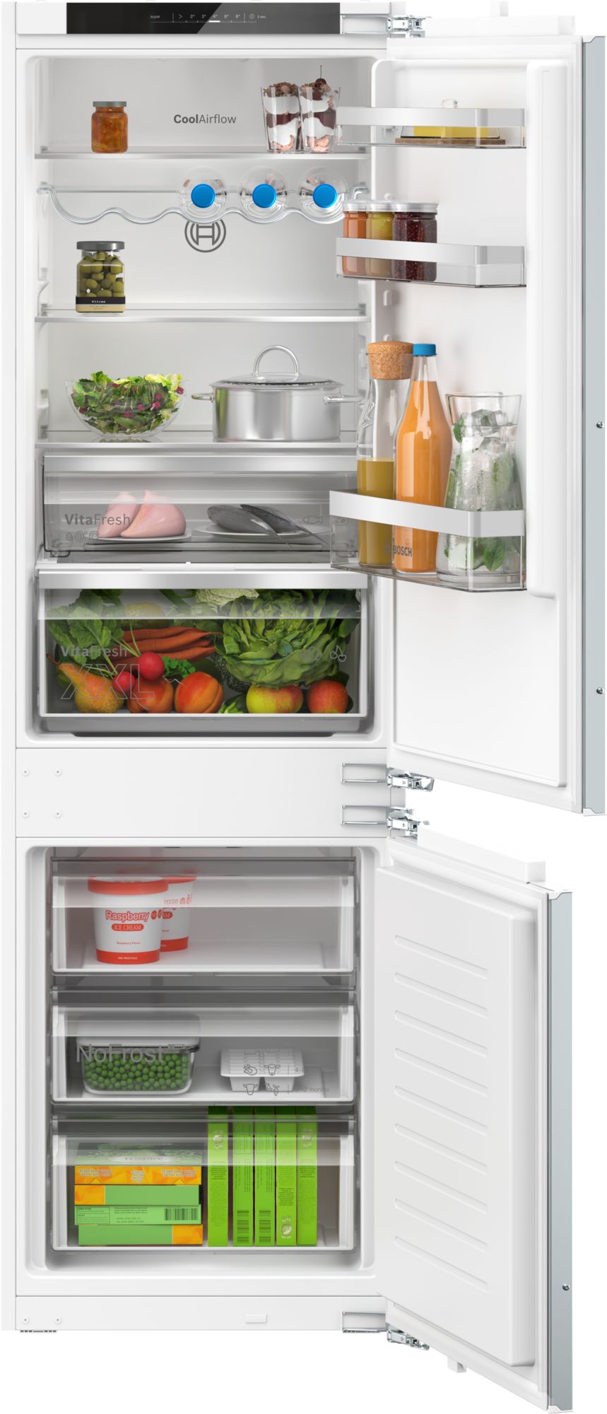 Frigorífico combi integrable - Bosch KIN86VFE0, Semi Frost, 177.2 cm, 260 l, Vita Fresh, Blanco
