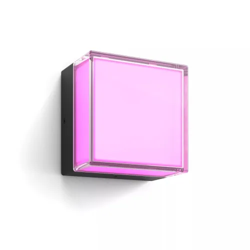 Philips Hue Luminarias De Exterior Aplique Mural Cuadrado Para Exterior Scenova Con Luz Led Inteligente De Colores Y Blanca. Diseño Resistente A La Intemperie Para Terrazas, Jardines Y Entradas, Con Control Mediante Aplicación Y Voz.