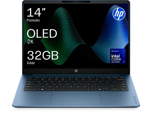 Portátil - HP OmniBook 5 Next Gen AI 14-hh0008ns Copilot+ PC, 14" 2K OLED, Intel® Core™ Ultra 7 355 49 TOPS, 32GB RAM, 1TB SSD, W11H, Sin cargador