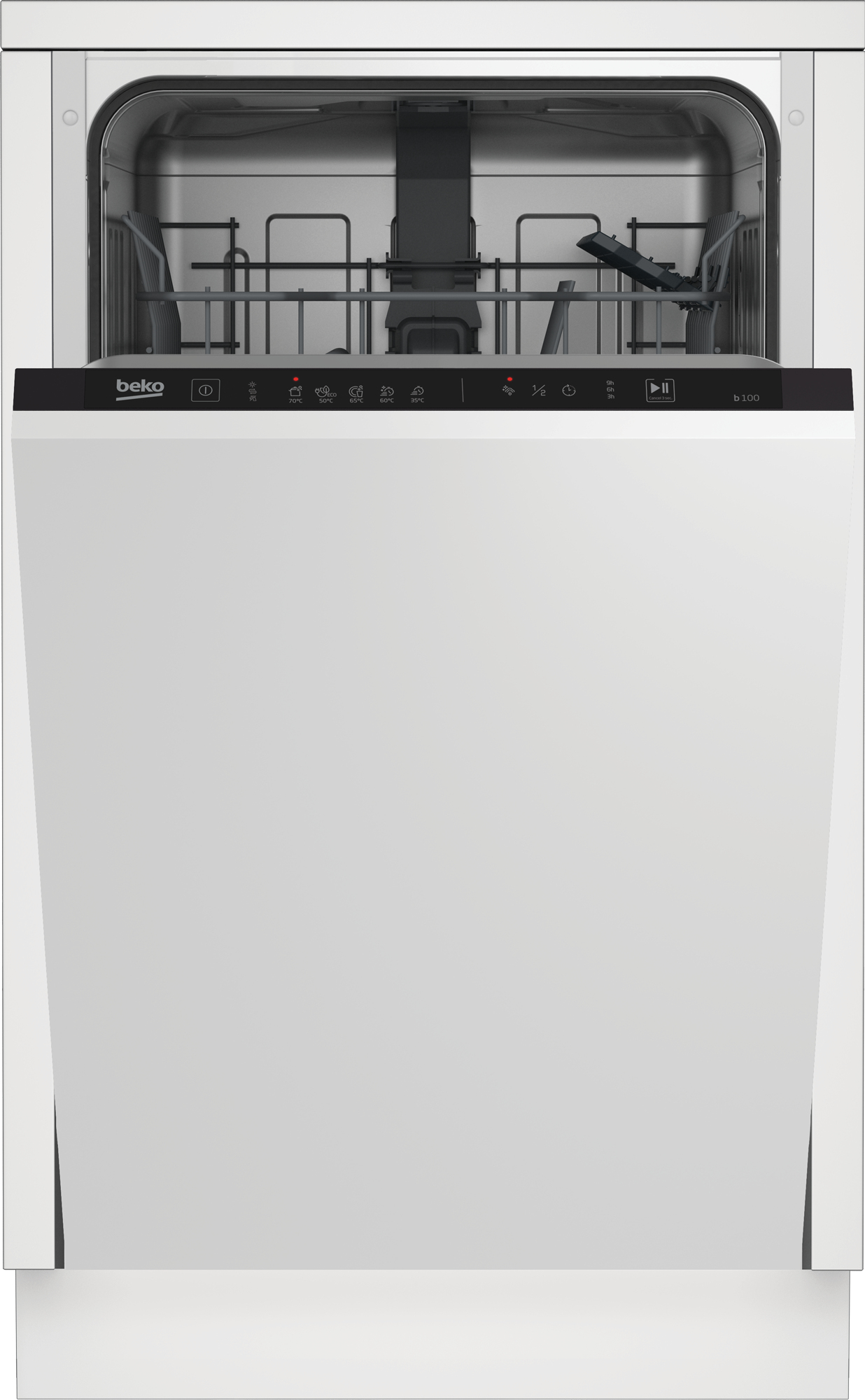 Lavavajillas integrable - Beko DIS35023, 10 servicios, 5 programas, 45 cm, Media carga, ProSmart, Sin panelar