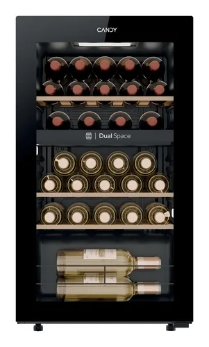 Vinoteca - Candy DiVino CNWQ4G32G2, 32 botellas, 2 zonas temperatura, Wi-Fi hOn, Negro