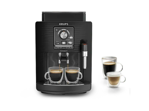 Cafetera superautomática - Krups Intensity EA50K9, 4 bebidas, Espumador de leche manual, Granos cafe, 15 bares, 1.7l, 2 Tazas, Compacta, Negro