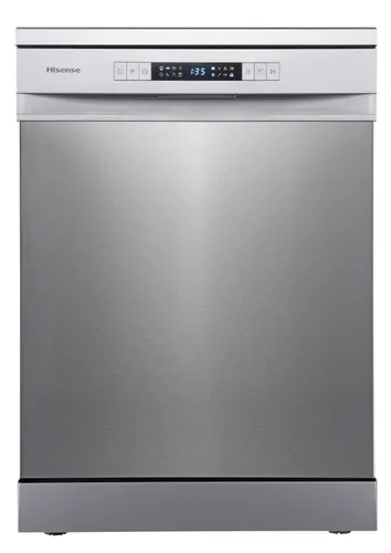 Lavavajillas - Hisense HS623D10X, 14 servicios, 7 programas, 60 cm, Media Carga, Tercera bandeja, Inox