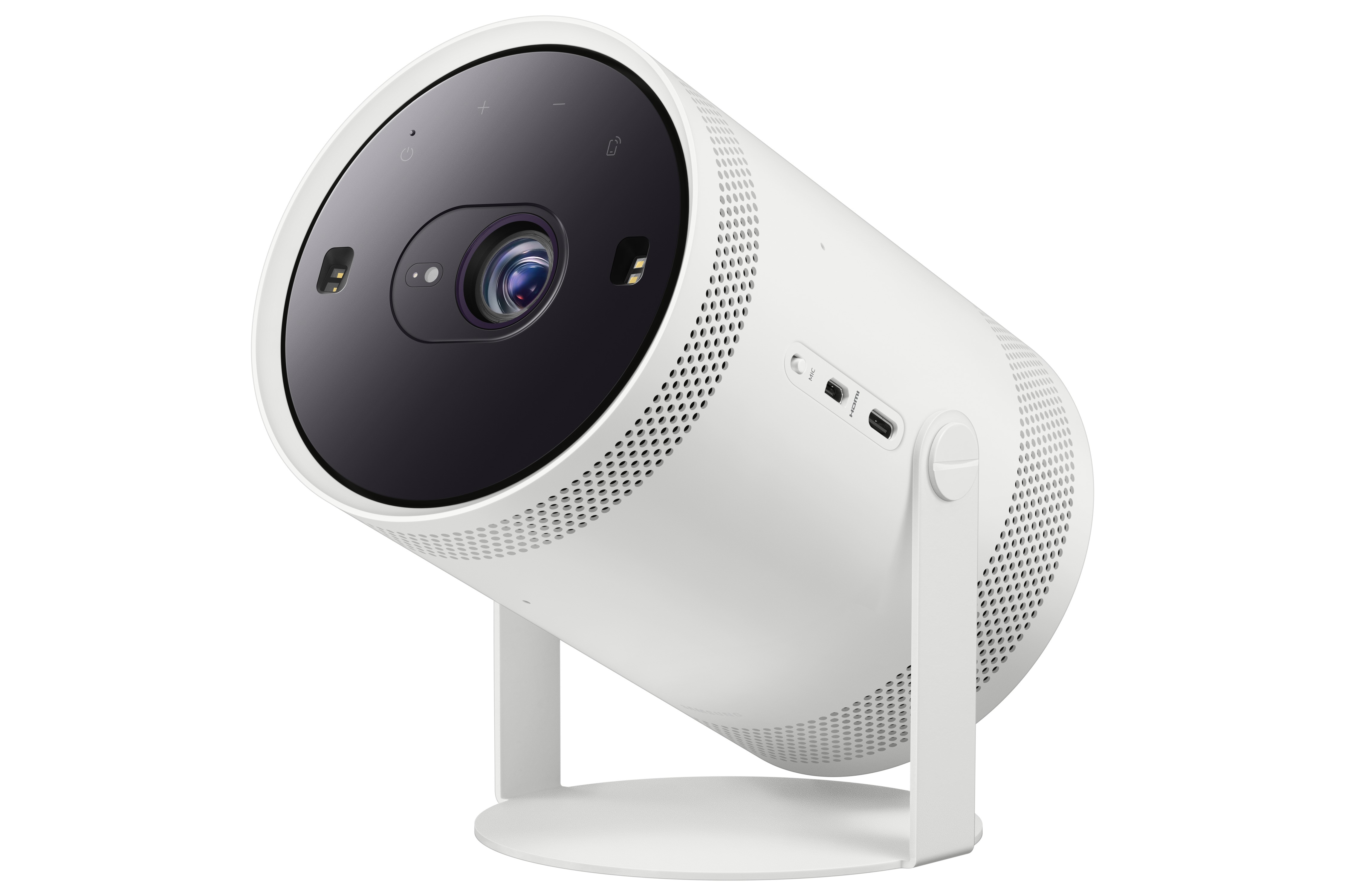 Proyector - Samsung The Freestyle SP-LFF3CLAXXXE, Full-HD, Smart TV hasta 100", Diseño 360º, Calibración Automática, Blanco