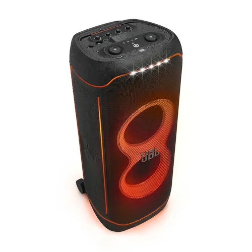 Altavoz de gran potencia - JBL PartyBox Ultimate, 1100W, Espectáculo luces, Bluetooth, WiFi, Asa y ruedas, Negro
