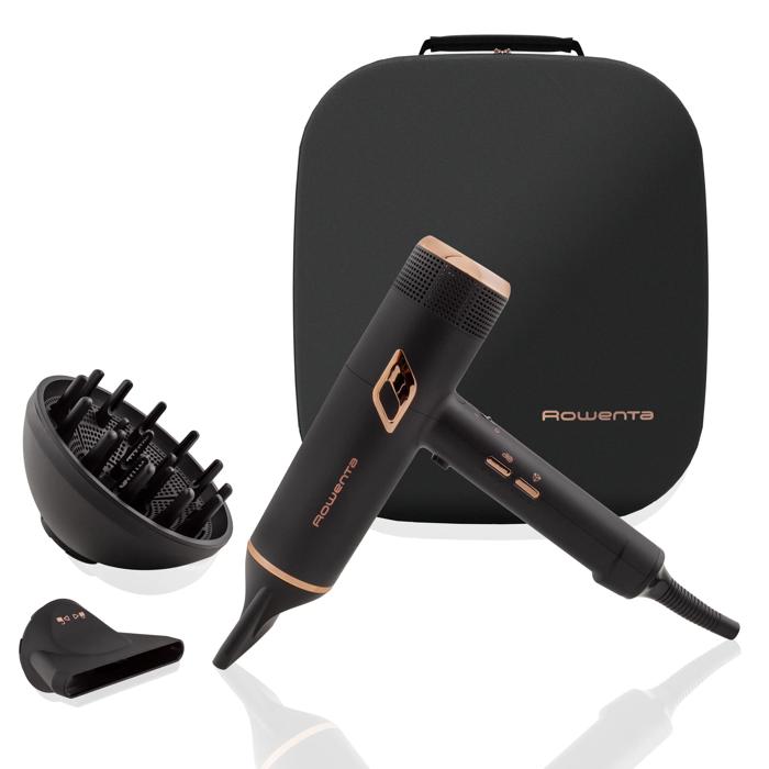 Secador - Rowenta Maestria CV9920, Tecnología Air-to-Care doble iónico, 2000 W, 9 Ajustes, Motor BLDC, 2 Boquillas, Difusor, Neceser, Peso 385g, Negro