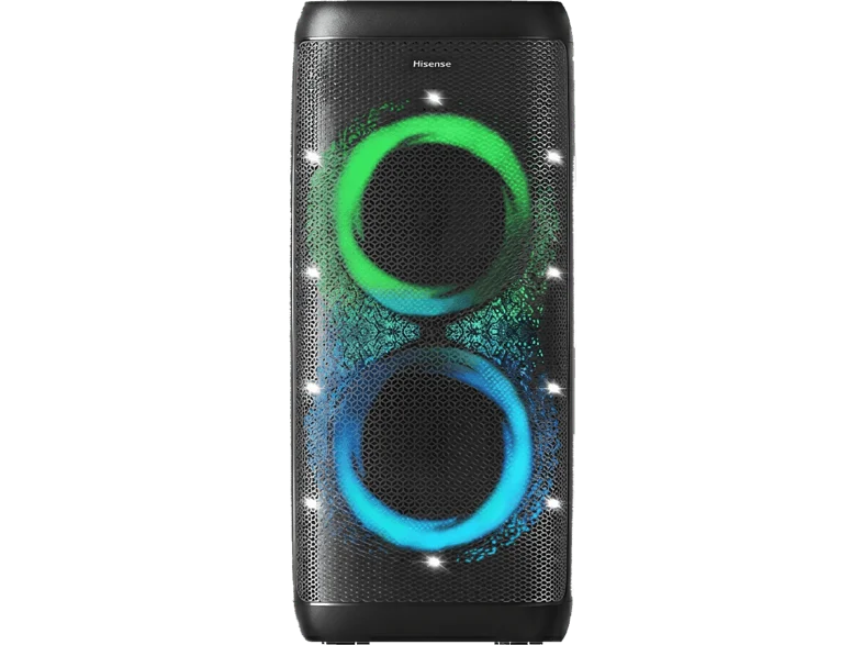 Altavoz de gran potencia - Hisense Party Thunder, 620 W, Con batería, Autonomía 12 horas, AI Light Show, Auracast™, Resistencia al agua IPX4 , Negro