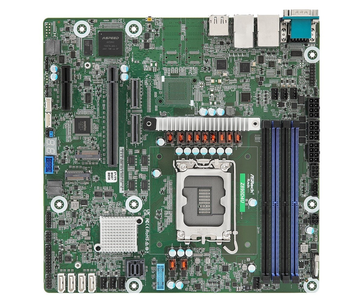 ASRock Z890D4U, 1xSKT LGA 1851, Intel Core Ultra, Z890, SATA Z890D4U