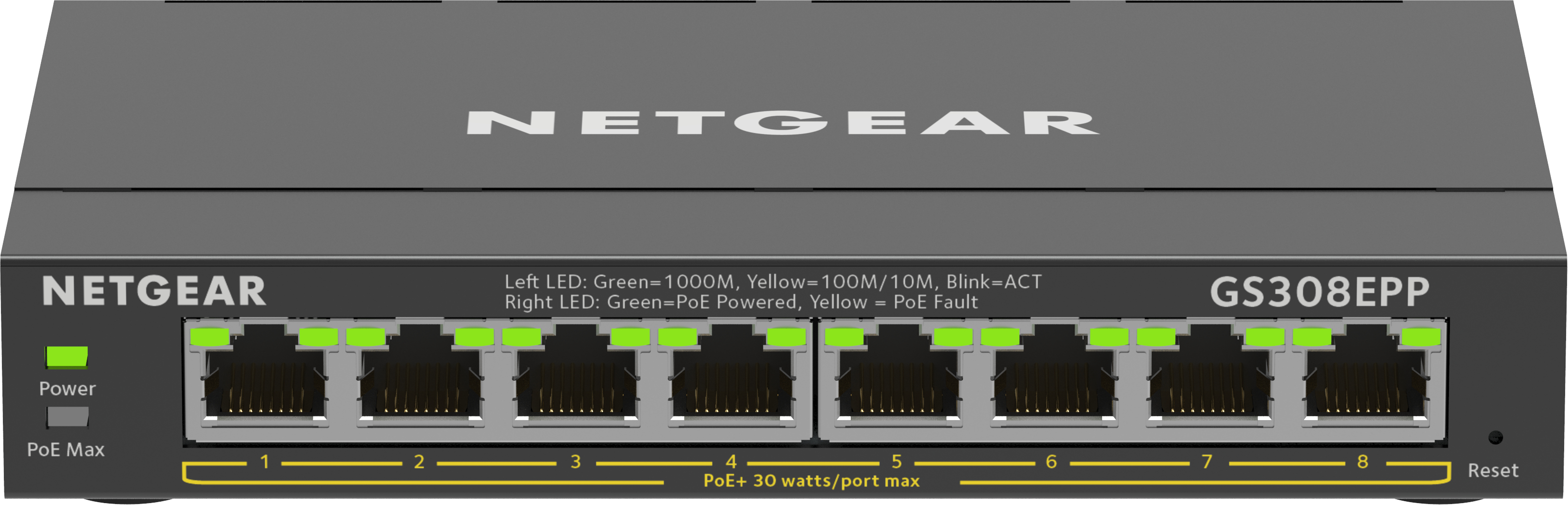 NETGEAR 8-Port Gigabit Ethernet High-Power PoE+ Plus GS308EPP-100PES
