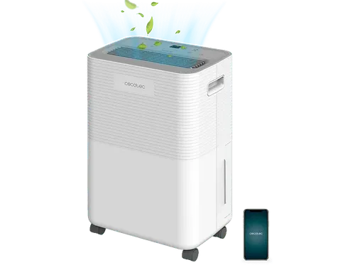 Deshumidificador - Cecotec BigDry 8000 Expert Connected, Depósito 2 l, Cobertura 30 m², 16L/día, Temporizador 24h, Blanco
