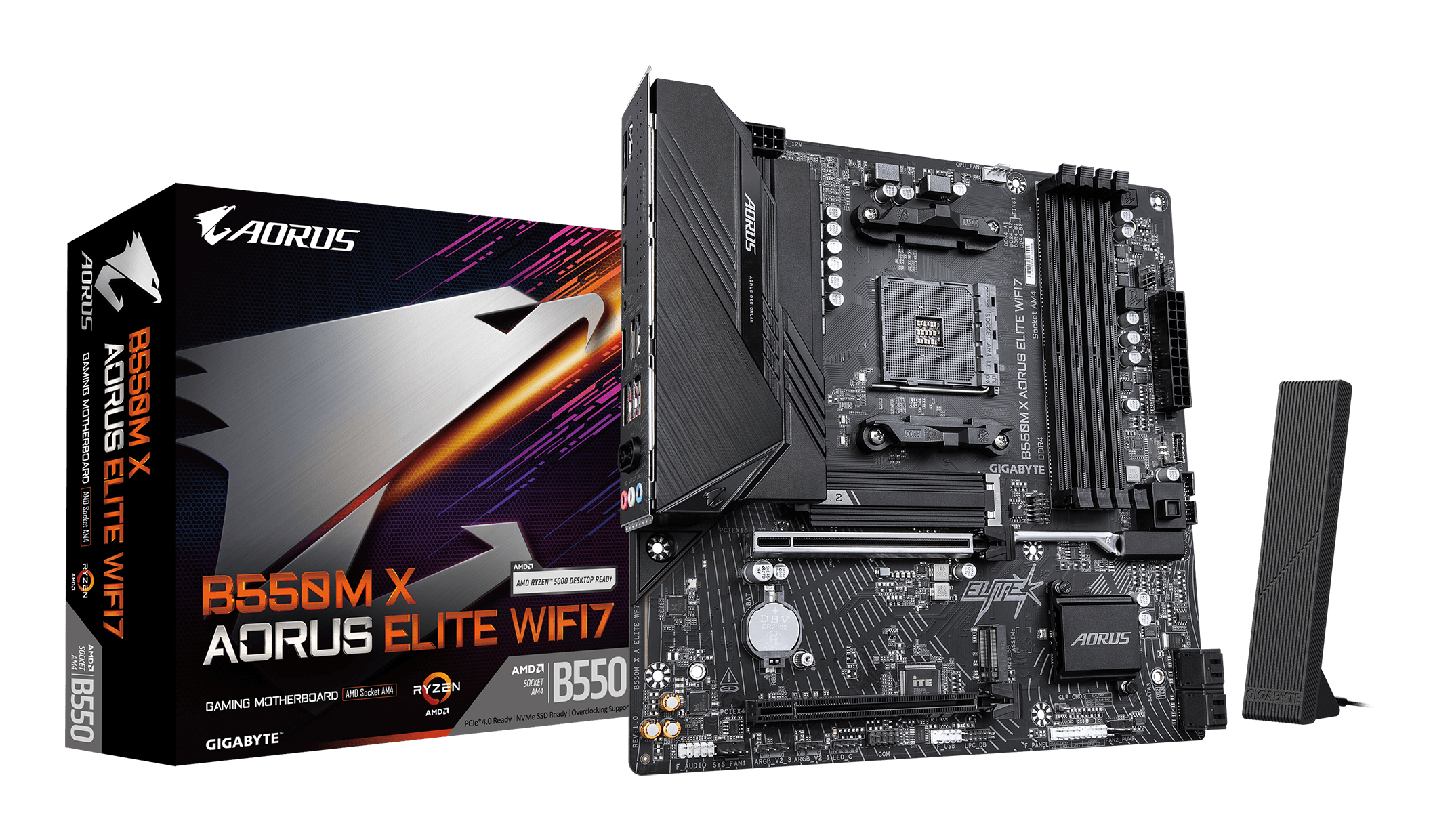 Placa base Gigabyte B550M X Aorus Elite WiFi 7 AMD B550 AM4 DDR4 Micro-ATX Negro
