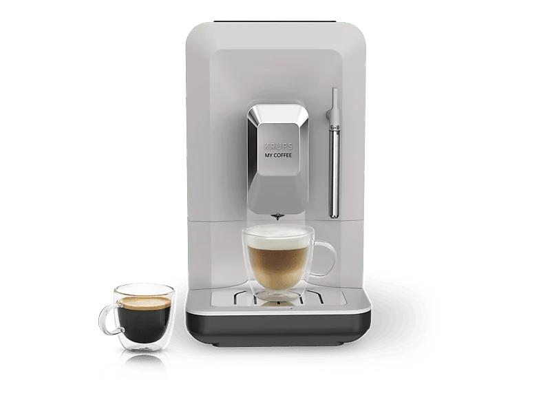 Cafetera superautomática - KRUPS My Coffee EA201B, 3 recetas de café, Táctil, Molinillo, Bandeja goteo extraíble, Compacta, 15 bares, Gris